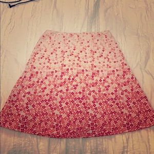 pink floral skirt